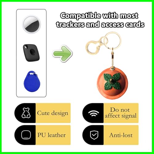 Leather Keychain holder Protective Case Compatible with Apple AirTag - color: Orange a