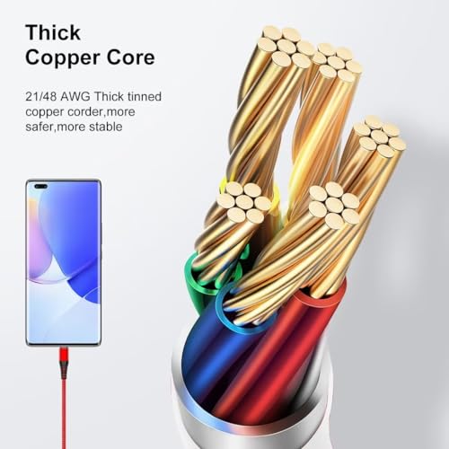1FT USB C Cable, 3Pack USB A to USB C Cable Fast Charging - Red ﻿ | USB C Fast Charging Cable for iPhone 17 16 15 Pro Plus Pro Max, Samsung Galaxy S26/S25/S24, iPad Pro/Air, MacBook Pro/Air - color: Red, size: 1ft-(A-C)