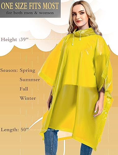 2 Pack Rain Ponchos for Adults Reusable - Raincoats Survival Emergency Heavy Duty Rain Coat with Drawstring Hood - color: White&yellow