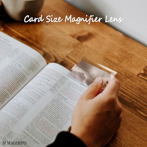 MagDepo 6 Pack Credit Card Size Magnifier Ruler Fire Starter Magnifying Glass Wallet Pocket Magnifier for Reading Small Print, Map, and Book-Blue - color: Sky Blue