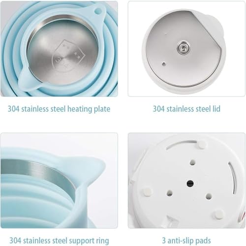 Foldable Electric Travel Kettle, Dual Voltage Portable Electric Kettle, Collpasible Electric Kettle, Food Grade Silicone Tea Kettle, Suitable for 110V & 220V