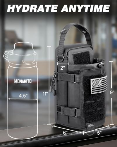 Magnetic Gym Bag for Men - Water Bottle Carrier Holder Bag | Shoulder Strap, 4 Built-in Magnets Gym Gifts for Men - color: Tactical Black