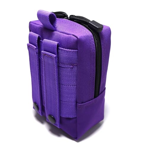 2 Pack Tactical Molle Pouches Small Molle Utility Pouch Small Tactical Accessory Bag Belt Pouches Vest Pouch Compact Water-Resistant EDC Pouch with Flag Patch - color: Purple