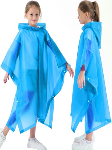 2 Pack Raincoats for Kids, Kids Rain Jacket Reusable Rain Ponchos for Boys and Girls - color: Blue&pueple