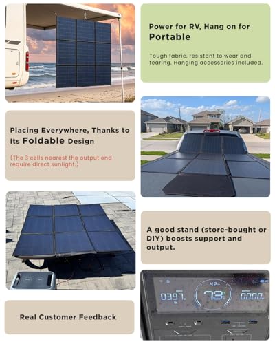LVYUAN 300W Portable Solar Panel, 24V Foldable Blanket Solar Panel IP64 P-PERC, Upgraded 23% Efficiency for Solar Power Station Generator for Outdoor Camping Hiking, 16.5 Pounds - size: 300 Watt Portable Solar Panel