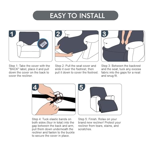 Waterproof Recliner Chair Cover Stretch Sofa Slipcover 1 Seater-XL | Spill and Stain Protection,Soft Pet-Friendly Fabric,Secure Stay-Put Fit,Washable Easy Care,Recliner Cover Furniture Protector - color: Dark Gray, size: 30"-37" 1 Seater XL