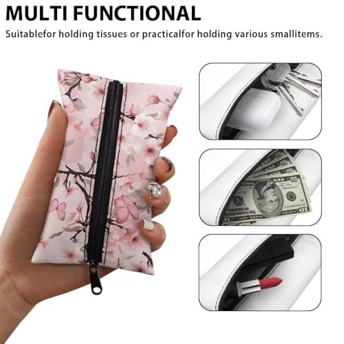 Flashideas Cherry Blossom Tissue Holder Reusable Travel Tissue Pouch Tissue Holder for Purse Soft Coins Tissue Pouch Pocket Coins Tissue Pouch for Bag Car Office Home - color: Cherry Blossom