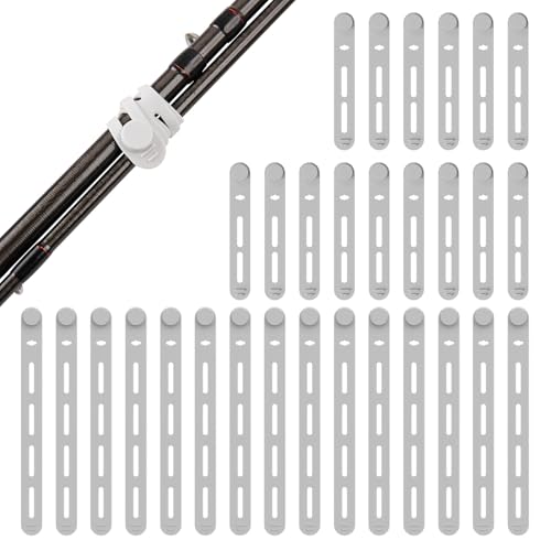 Silicone Fishing Rod Ties Belt Straps (30/50 Pack) – Lightweight, Durable, Reusable Rubber Bands Belts for Pole Storage - color: Grey-30pack