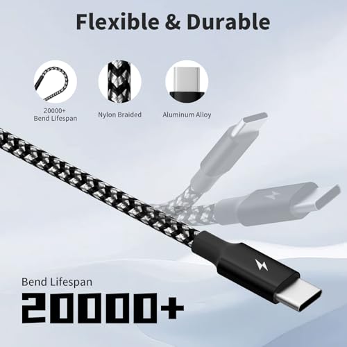 USB A to USB C Cable,3 in 1 USB C Multi Charging Cable for All Devices | 5FT Charging Cable with 3 Type C Ports, Charger Cable for Multiple Devices,Ideal for Travel, Cruises and Daily Use - color: Blackwhite, size: 1Pack5FT