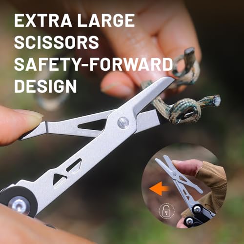GrandHarvest 17-in-1 Stainless Steel Multi-Tool, self-locking practical multi-tool, equipped with large multi-purpose pliers, folding knife, belt clip, and nylon sheath, men's gift, EDC multi-tool