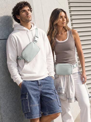 ODODOS Unisex Mini Belt Bag with Adjustable Strap Small Fanny Pack for Workout Running Traveling Hiking, Light Grey - color: Light Grey