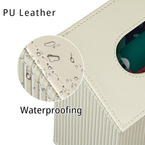 Hand Towel Box Cover Holder,PU Leather Hand Towel Case Compatible with Kleenex Disposable Paper Hand Towels, White - color: Beige White