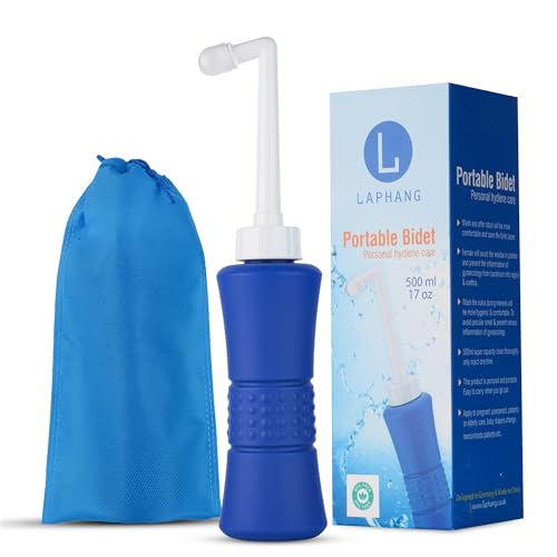 XL laphang Portable Bidet 500ml Blue Peri Bottle with Waterproof Pouch and Cap – PP + TPR, Leak Proof & Scratch Resistant –Perineal Bottle for Postpartum Hemorrhoids Healing, Maternity Kit Essentials
