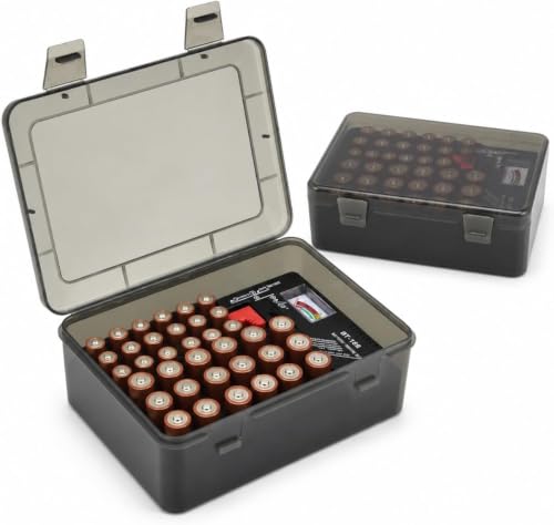 FULLCASE Battery Organizer Storage Case with Tester,Holds 18 AA & 18 AAA Batteries - color: Gray
