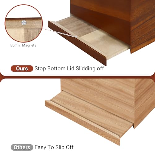 2 Pack Wooden Tissue Box Cover Square - Acacia Wood Tissue Box Holder for Tabletop Stands Bathroom Office- Decorative Facial Wood Tissue Box Cover for Modern Farmhouse Decor (Walnut)
