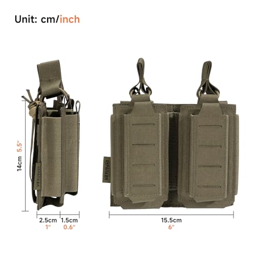 EXCELLENT ELITE SPANKER Tactical Open-Top Single/Double/Triple Molle Mag Pouch for Pistol Mag Pouch Tactical Bag Accessories Holder - color: Double-Ranger Green