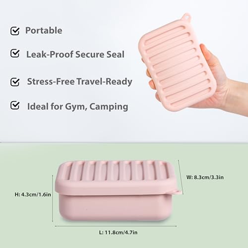 Portable Leakproof Travel Soap Case, Silicone Travel Soap Case, Compact Soap Holder with Drainage Layer, Travel Soap Holder for Camping, Gym, Outdoor (Coral-Red) - color: Coral-red
