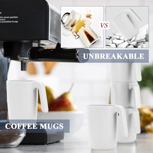 Homienly Coffee Mug Set - Wheat Straw Cups, Alternative to Plastic Coffee Cups Reusable | Unbreakable for Hot Chocolate, Tea, & Coffee | Microwave Safe, Dishwasher Safe Drinking Cups (White) - color: White, size: 16 Ounces
