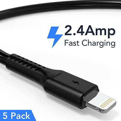 6 inch iPhone Charge Cable Short, 0.5ft 5Pack USB to Lightning Cord for Fast Charging Stations Compatible with Apple iPhone 12 11 Pro Max Xs 8 7 6 5 Plus, iPad Air/Mini - color: Black, size: 0.5 feet