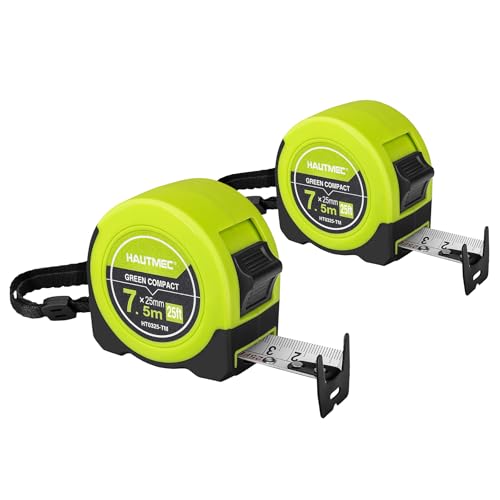 HAUTMEC Tape Measure 25ft with Fractions 1/8 – Dual Scale Metric & Imperial Measuring Tape Retractable – Compact Economical for Home DIY Renovations Crafting Quick Fixes HT0325-2PC - style: 25ft-2PCS