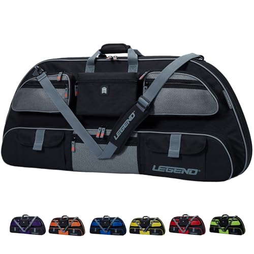 LEGEND Apollo Soft Bow Case - Compound Bow Case with Multiple Storage & Foam Padding, Lightweight Bow and Arrow Case for Archery Accessories, Bow Bag with Arrow Tube Pocket - 40" & 44" - color: Black / Grey, size: 40in Inside Length