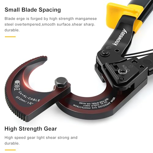 Ratchet Cable Cutter,Knoweasy Upgraded Cable Cutter and Ratchet Wire Cutter Works for Aluminum and Multi-core Cables up to 240mm - size: 325B
