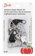 Dritz Outdoor Zipper Repair Kit, 14 Count of Assorted Sliders & Stops - style: Outdoor Zipper Repair Kit