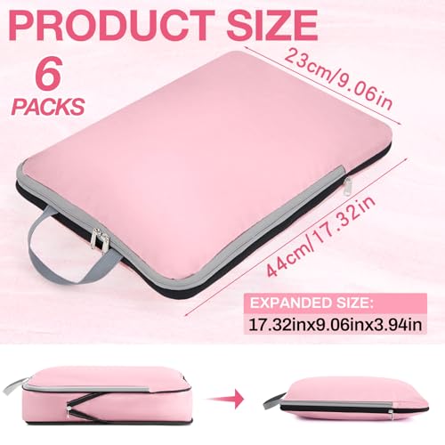 Hosuly 6 Pcs Compression Packing Cubes, 17.3 x 12.6'', Pink - color: Pink