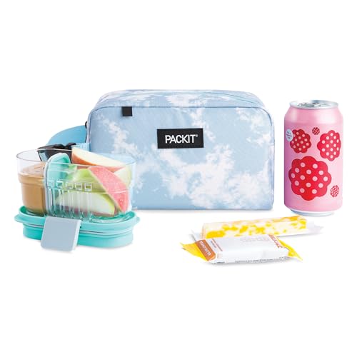 PackIt® Freezable Snack Box, Blue Sky, Built with ECOFREEZE® Technology, Collapsible, Reusable, Zip Closure with Buckle Handle, Designed For Work Snacks, Fresh Snacks On the Go, All Ages (Pack of 12) - color: Blue Sky