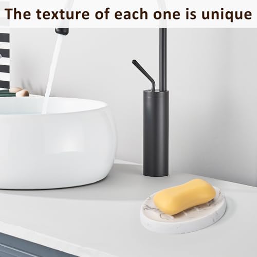 Resin Soap Dish Bathroom,Marble Look Soap Holder for Shower,Soap Tray for Kitchen Sink(Marble White) - color: Marble White, size: 1 Pack