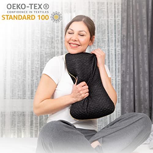 alkamto Travel & Camping Comfortable Memory Foam Pillow – Easy to Carry Portable Bag – Temperature Regulating Pillow Case (Black + Extra Cover) - size: Black Travel + Extra Cover