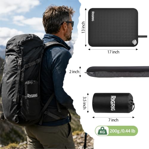 Inflatable Seat Cushion, Self-Inflating Memory Foam Seat Cushion, Ultralight Portable Inflatable Travel Pad for Airplane, Stadium, Bleachers, Camping, Hiking & Backpacking, Black - color: Black