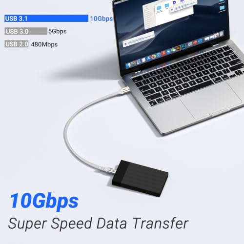 Short USB C Cable, 1ft, White, 2 Packs, for Android Auto and Carplay | 10Gbps Data Sync, USB A to Type C, 3A Fast Charging, Nylon Braided Compatible for Galaxy, iPad, iPhone 16/15 - color: White, size: 1 ft