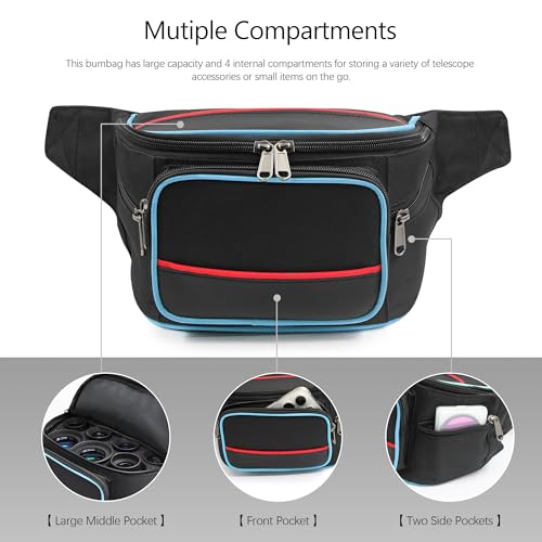 Astromania Telescope Bag, Multipurpose Bumbag Telescope Case for Accessory | Telescope Accessory for Eyepiece Barlow Lens, Portable Padded Telescope Carrying Case and Bag, with Adjustable Shoulder Strap - size: Small