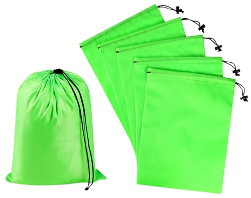 PALTERWEAR Drawstring Bag with Toggle - Nylon Cinch and Ditty Pouch Six-Pack (Green, 9 x 12 Inch, Set of 6) - color: Green, size: 9 x 12 Inch