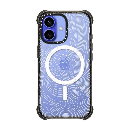 CASETiFY for iPhone 16 Case - Ultra Impact Compatible with MagSafe | Strong Slim | 11.5 ft. 5X Militray Grade Drop Protection | Topography Map | Black - color: Topography Map, size: Iphone 16 (6.1")