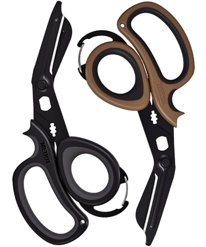 MEUUT All Purpose Scissors 2 PCS with Carabiner for Kitchen Outdoor - color: Black+coffee
