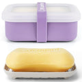 Compact Leakproof Travel Soap Case with Lid & Silicone Strap - Portable Draining Soap Bar Holder for Gym, Bathroom, Camping - Lightweight Silicone Soap Dish Container (Purple) - color: Purple