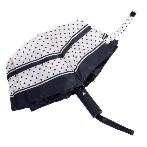 Nollia Compact Travel Umbrella with Auto Open – Windproof Folding Umbrella, Lightweight & Portable for Rain - color: G. Black & White Polka Dot