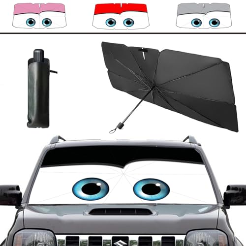 Windshield Sun Shade 2025 Car Accessories 100% Blackout Car Front Windsow Shades Umbrella Automotive Sun Visor Block Heat Insulation Protection (Black Eyes) - color: Black