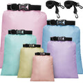 Shappy 6/12 Pcs Waterproof Dry Bags, Lightweight Outdoor Waterproof Dry Stuff Sacks 15/8/5/4/3/2 L and Long Adjustable Shoulder Strap for Kayaking Rafting Boating Hiking Camping - color: Pastel