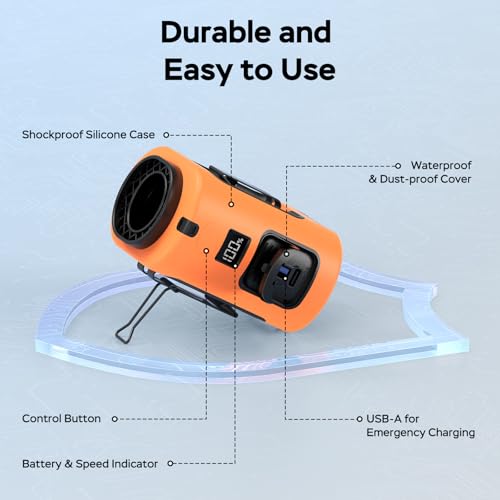 AMACOOL Mini Portable Waist Fan Clip on, 13000RPM Wearable Shirt Belt Fan - color: ORANGE