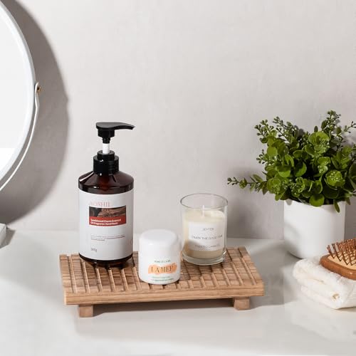 Bathroom Tray Rustic Farmhouse Decor Wood Stand, 10" * 4.5" Brown | Waterproof, Lightweight, Easy Clean, Wood Riser Kitchen soap holder Accessories for Office Desk, Vanity, Counter, Sink - color: Brown, size: 11" x 5.5" x 1.6"
