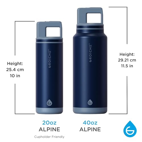 GROSCHE Alpine Flip N Sip Insulated Bottle with Straw, Mountain Blue, 40 oz - color: Mountain Blue, size: 40 Ounces