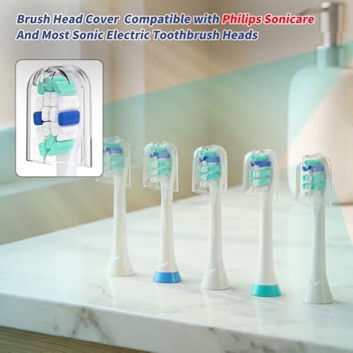 Toothbrush Travel Case Compatible with Philips Sonicare Electric Toothbrush & 6Pcs Reusable Toothbrush Head Covers Compatible with Philips Sonicare Toothbrush Heads (White) - color: White