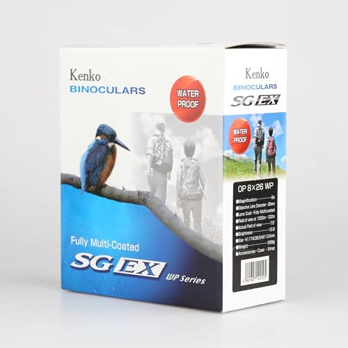 Kenko 8x26 Binoculars SG EX OP WP - Compact Binoculars with Japanese Engineering, Waterproof for Hiking & Cruise Ship - Ultra-Lightweight Wide View One-Hand Focus 122105 - style: 8x26
