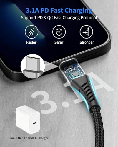 6 inch Short USB C to USB C Cable, 2 Pack Type C to C Fast Charging Cable | 0.5FT iPhone USBC to USBC Cable 60W for iPhone 17 16 15 Pro Max, Samsung Galaxy S26 S25 S24 S23, MacBook, iPad - size: 0.5 Feet, style: USB C to USB C