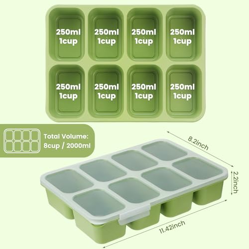 MaMix Snackle Box Container,Leak-Proof Snack Box 8 Compartment Divided Serving Tray with Lid, Dishwasher Safe Food Containers for Fruit Candy Snack Nuts Veggie Party (2 PACK) - color: GREEN+ROSE RED