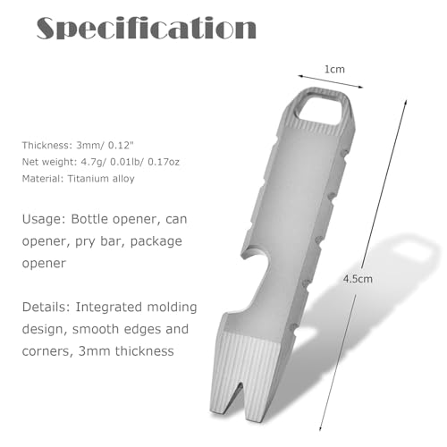 Hamans Mini Pry Bar Multi Tool Titanium Bottle Opener Keychain Screwdriver - color: Gray
