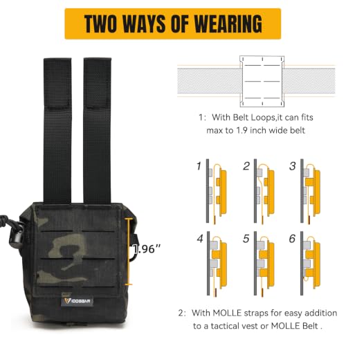 IDOGEAR Tactical Frag Grenade Pouch MOLLE Tool Pouch Ultility EDC mini Waist Storage Bag with Adjustable Function - color: Multicam Black